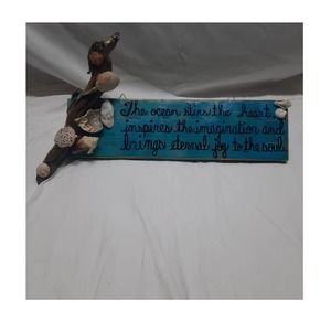 Handmade Driftwood wood shells Quote Robert Wyland Sign for home or beach house